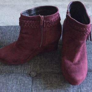 Suede plum color bootie size 8